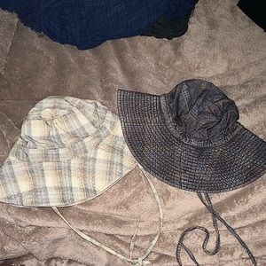 Free People x Rahi Ghost Cord Bucket Hats Navy and Natural Adjustable NWOT $48